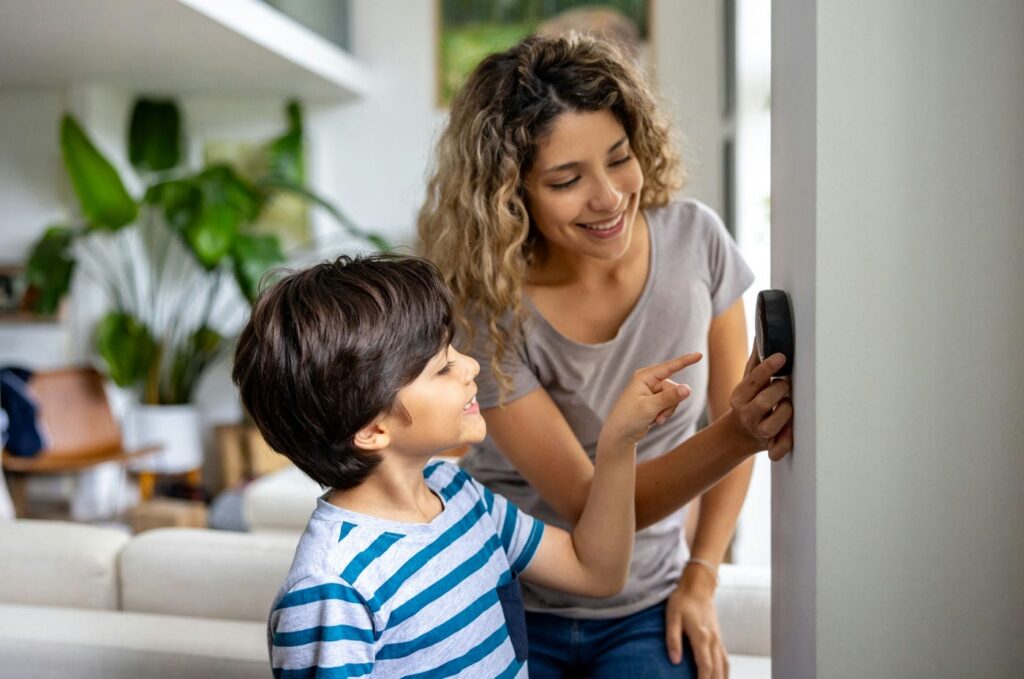 mother and son testing new hvac system in Toronto
