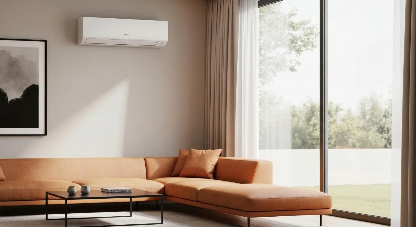Energy-efficient air conditioning unit in a stylish living room